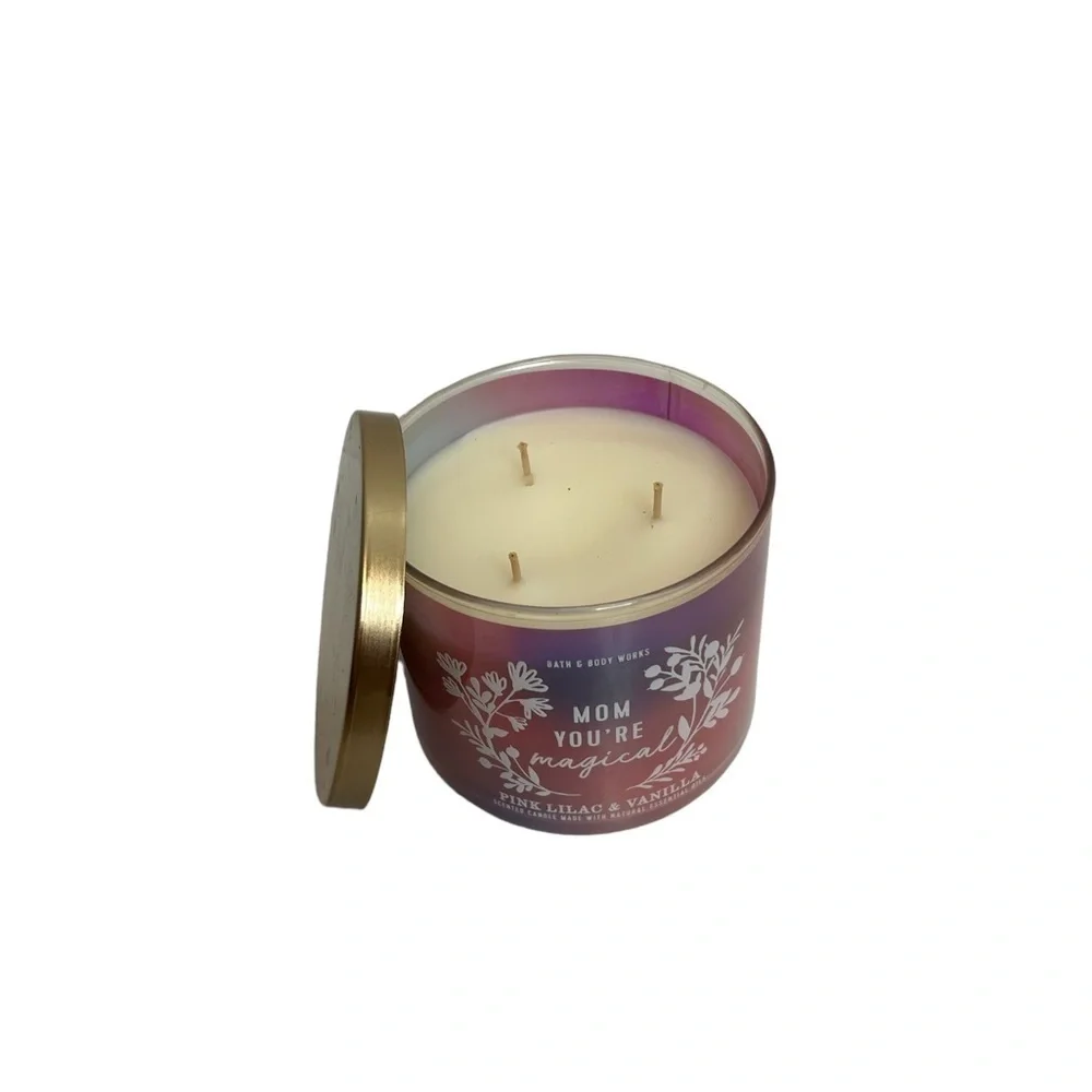 Bath & Body Works Mom You're Magical Pink Lilac & Vanilla 3 Wick Candle 14.5 oz